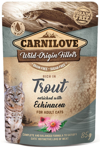 CAT POUCH ADULT FORELLE MIT ECHINACEA GRAIN-FREE 85g - CARNILOVE