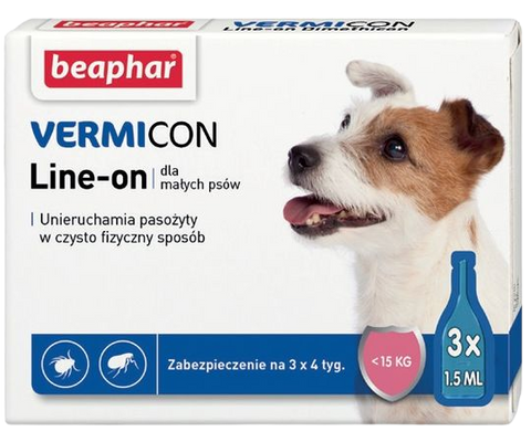 VERMICON LINE-ON DOG S 1.5ML - 3 Pipetten Flohtropfen für Hunde - BEAPHAR