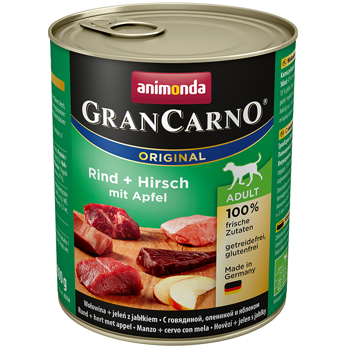 GranCarno Original Adult Dosenrindfleisch Hirschapfel 800g - ANIMONDA