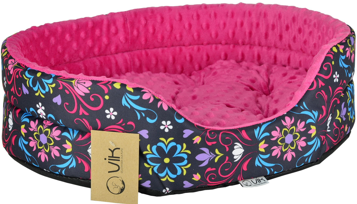 OVALES BETT MIT MINKY-KISSEN Nr. 2 46x36 Łowicki rosa - VIK