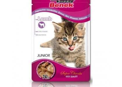 JUNIOR Beutel für eine junge Katze mit Lammstücken in Sauce 100g - SUPER BENEK