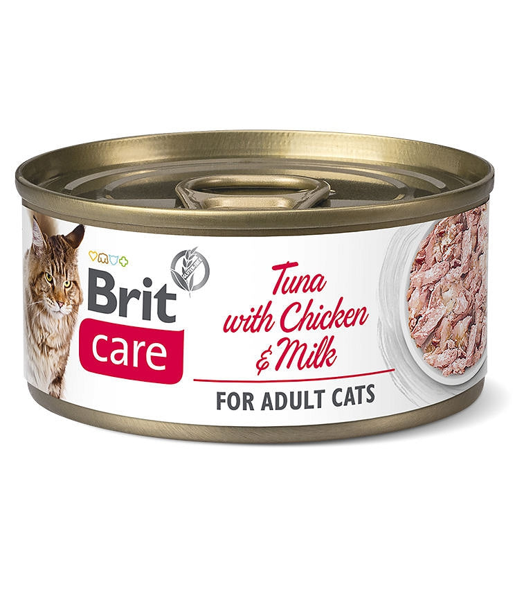 CARE CAT TUNA & CHICKEN & MILK Dose für Katzen mit Thunfisch, Huhn und Milch 70g - BRIT