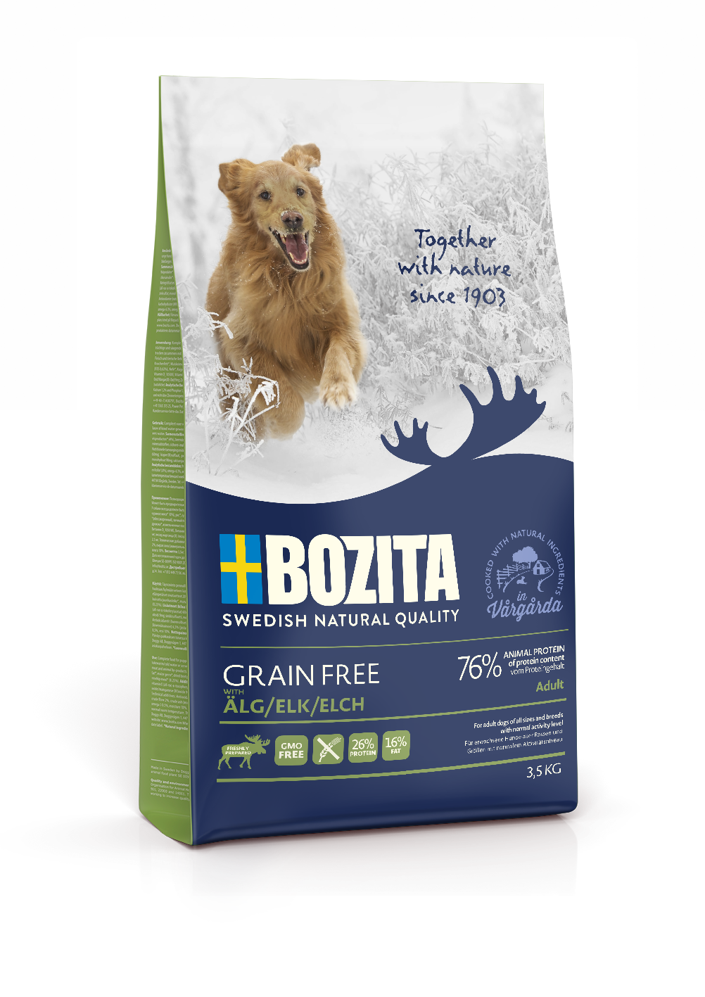 Hund Getreidefrei Adult Plus Elch 3,5 kg - BOZITA