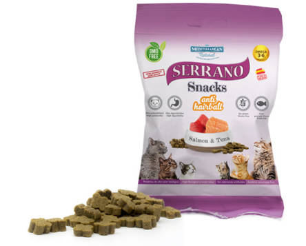 Katzensnack mit Lachs und Thunfisch für Haarballen 50g - SERRANO