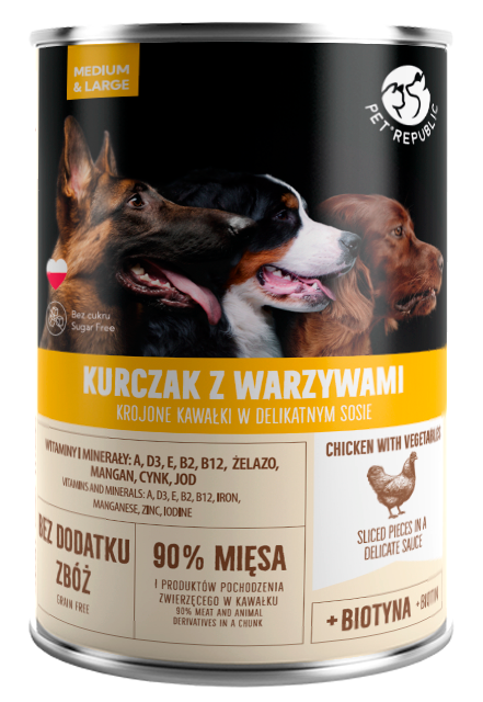 Stücke mit Huhn und Gemüse in Soße Dose für Hunde 1250g - PETREPUBLIC