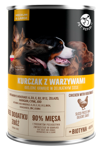 Stücke mit Huhn und Gemüse in Soße Dose für Hunde 1250g - PETREPUBLIC