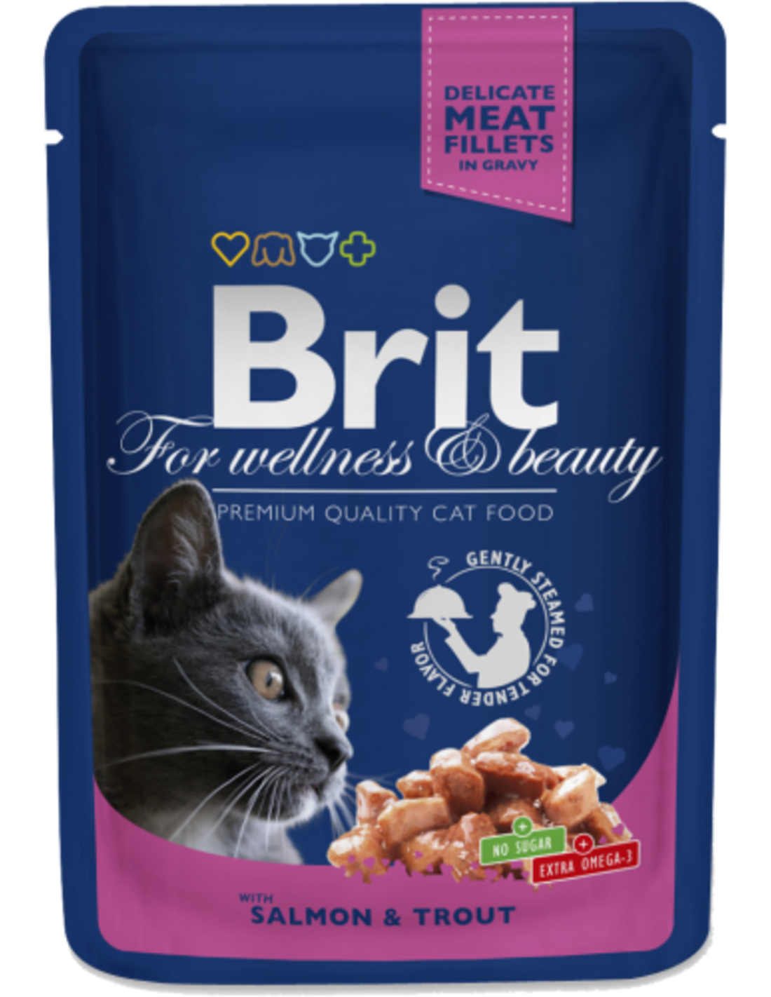 POUCHES LACHS & FORELLE Beutel für Katzen mit Lachs und Forelle 100g - BRIT