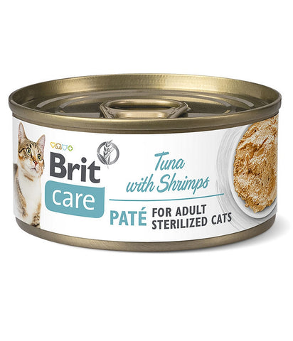 CARE CAT STERILIZED TUNA & SHRIMPS Dose für sterilisierte Katzen mit Thunfisch und Garnelen 70g - BRIT