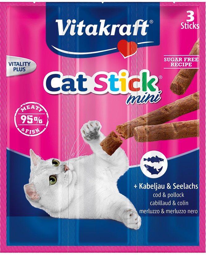 CAT STICK MINI Kabeljau- und Seelachs-Leckerli für Katzen 3 Stück - VITAKRAFT