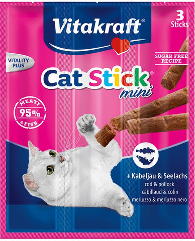 CAT STICK MINI Kabeljau- und Seelachs-Leckerli für Katzen 3 Stück - VITAKRAFT