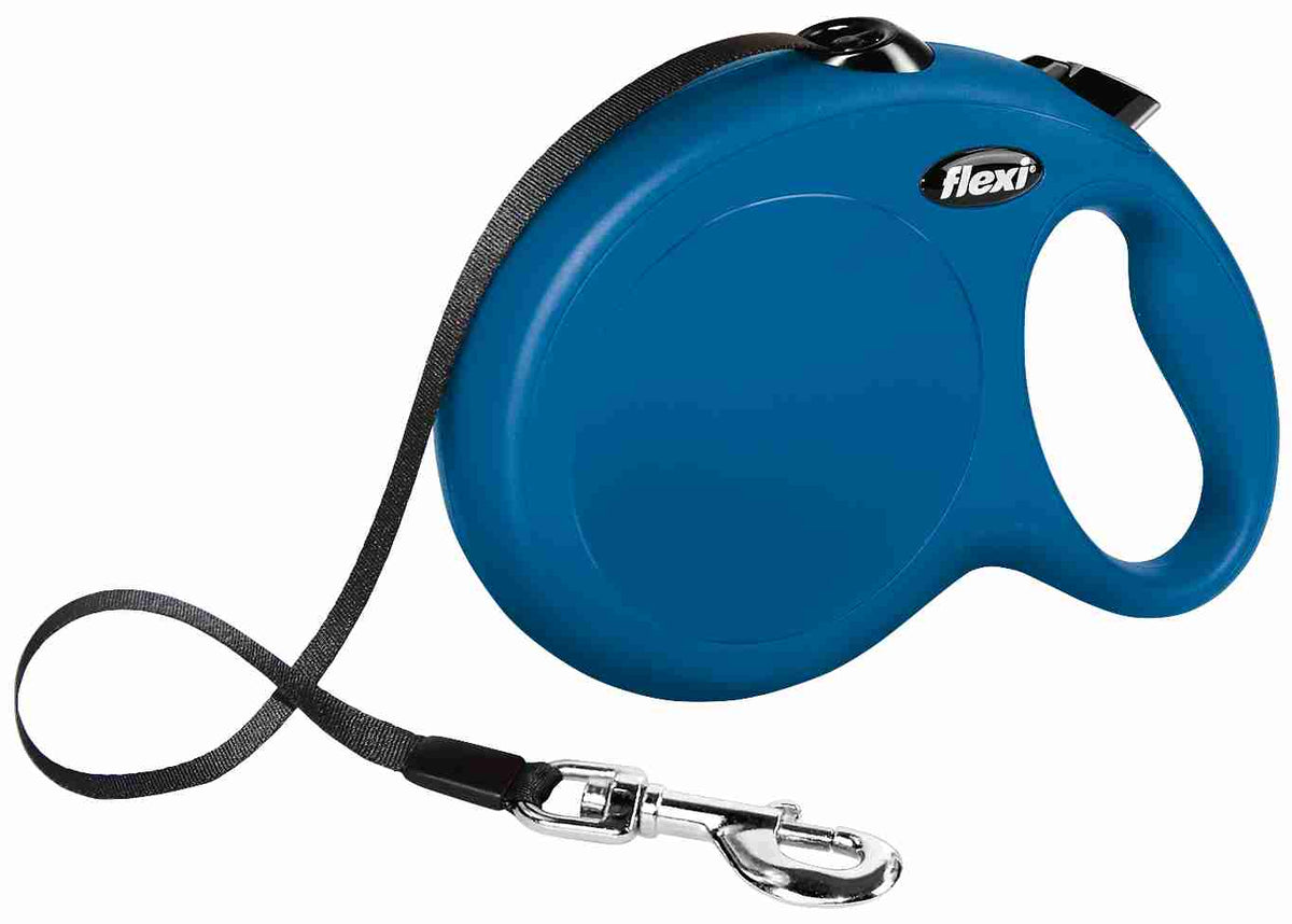 NEW CLASSIC Rollleine für Hunde, 8m Band, Größe L bis 50kg, blau - FLEXI