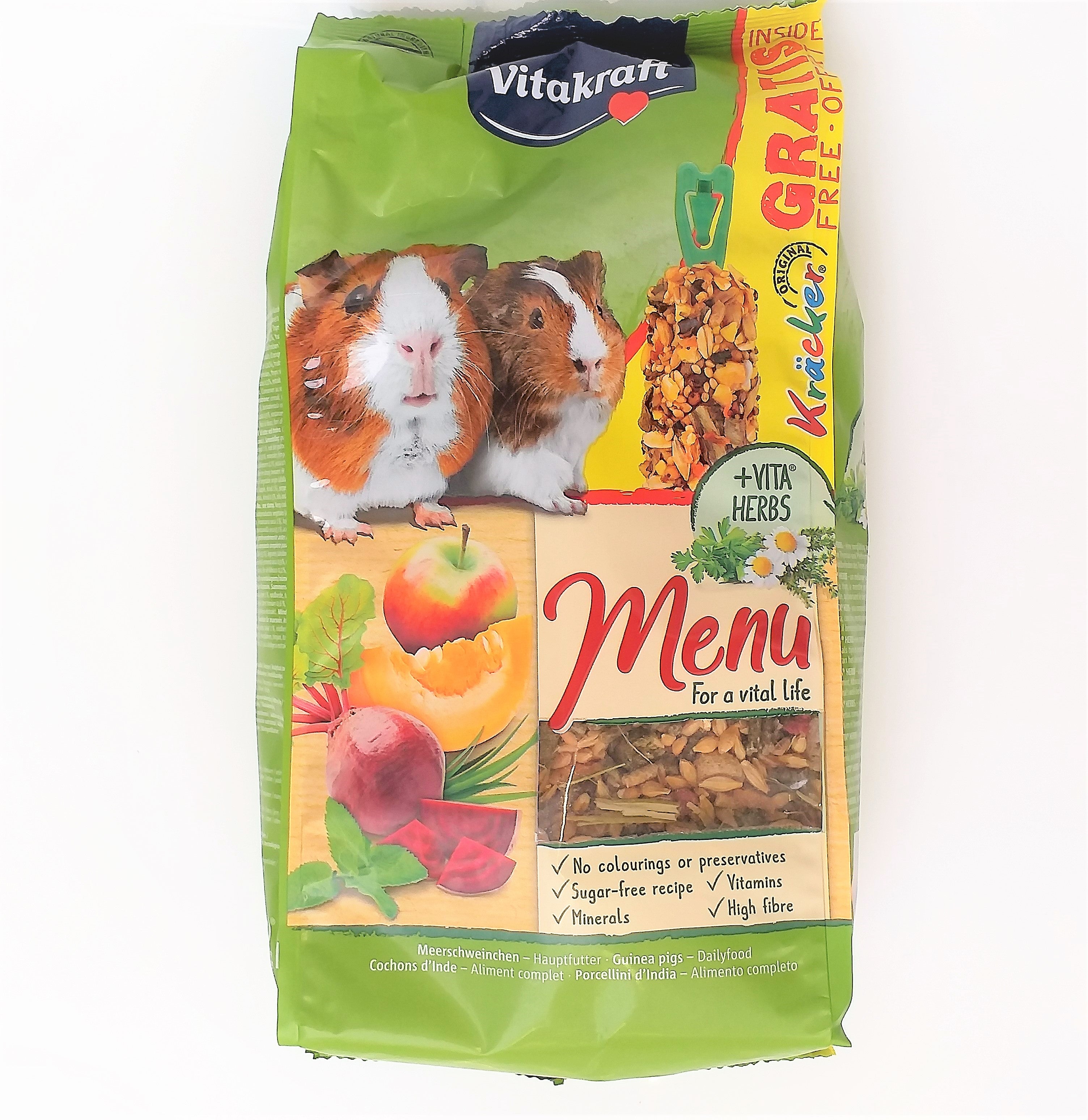 MENU VITAL 1kg Futter + gratis Kräcker für Meerschweinchen - VITAKRAFT