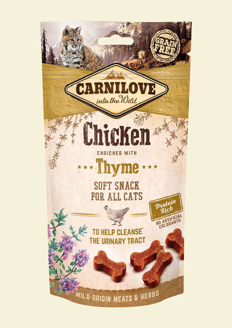 CAT HALBFEUCHTER SNACK HÄHNCHEN ANGEREICHERT MIT THYMIAN 50g - CARNILOVE