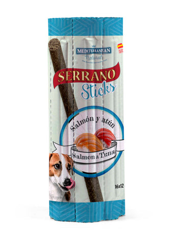 Sticks Blister für Hunde mit Lachs und Thunfisch 16 Stück - SERRANO