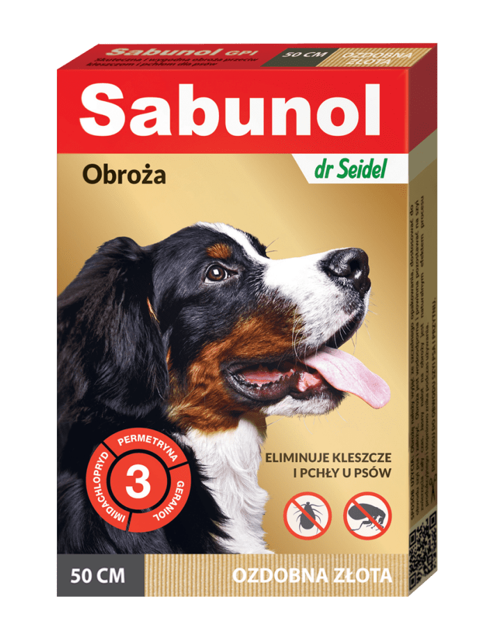 GPI dekoratives Goldhalsband gegen Flöhe und Zecken für Hunde 50cm - SABUNOL