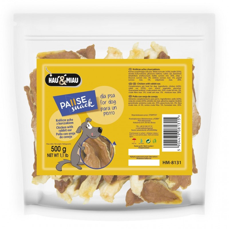 Pausensnack Hundesnack Hasenohr mit Huhn 500g [HM-8131] - HAU&MIAU