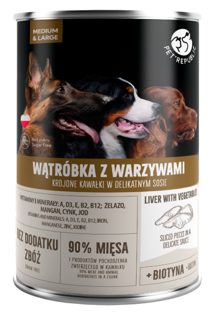 Leberstücke und Gemüse in Soße Dose für Hunde 1250g - PETREPUBLIC