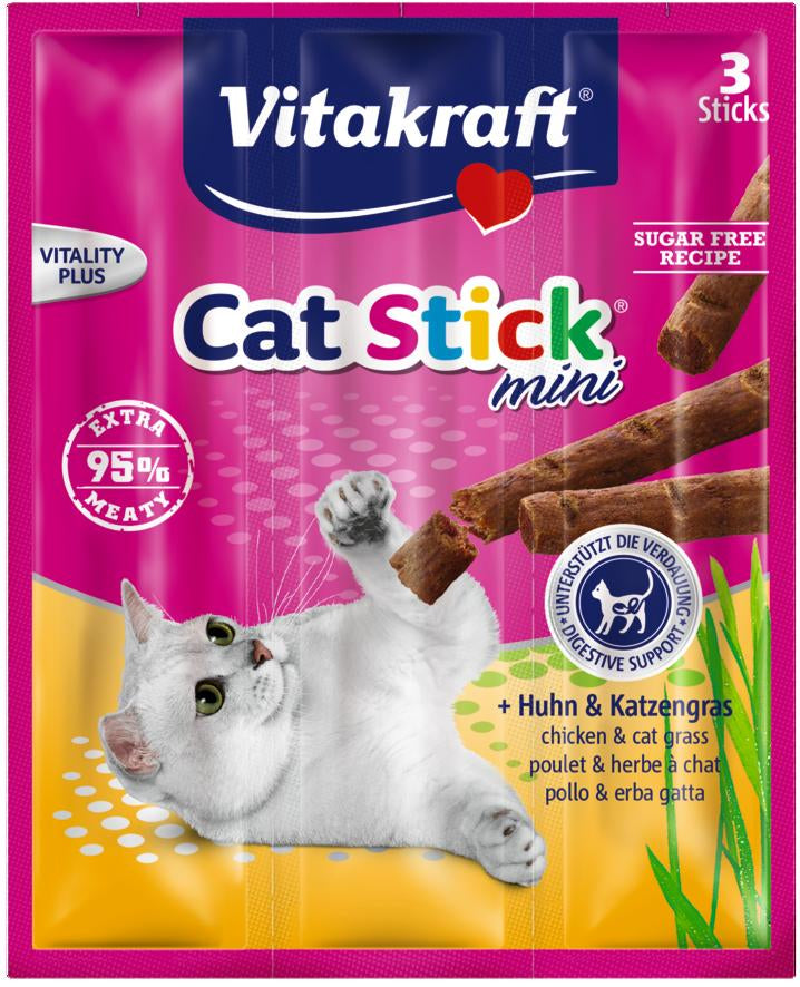 CAT STICK MINI Hühner- und Katzengras-Leckerli für Katzen 3 Stk - VITAKRAFT