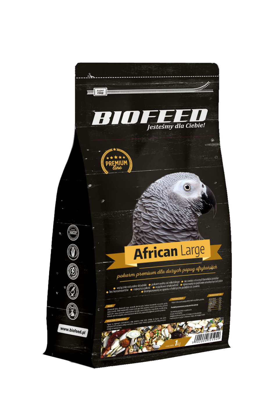 PREMIUM für große afrikanische Papageien 1kg - BIOFEED