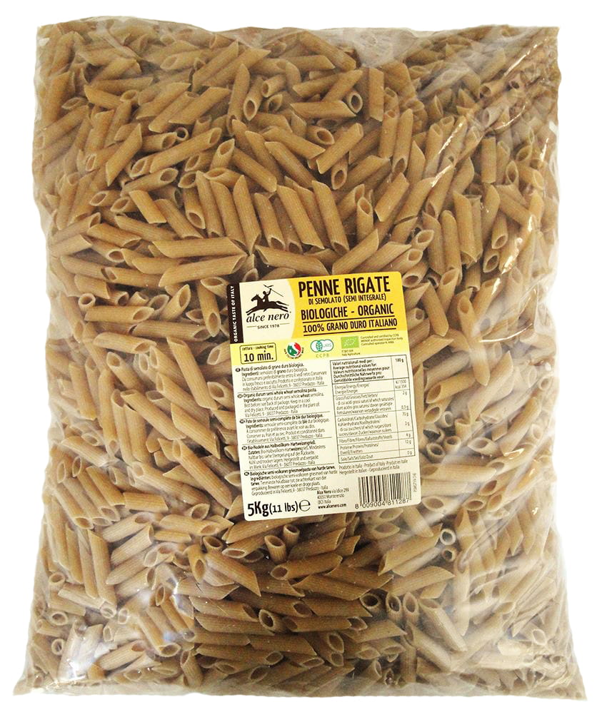Těstoviny (celozrnná krupice) penne BIO 5 kg - HORECA ALCE NERO