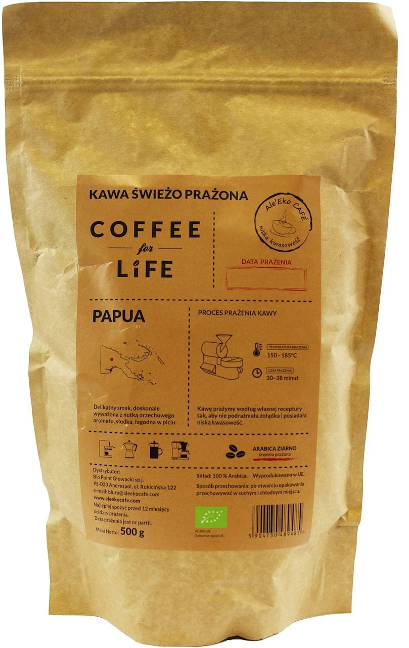 Kávová zrna 100% Arabica Papua BIO 500 g - ALE EKO CAFE