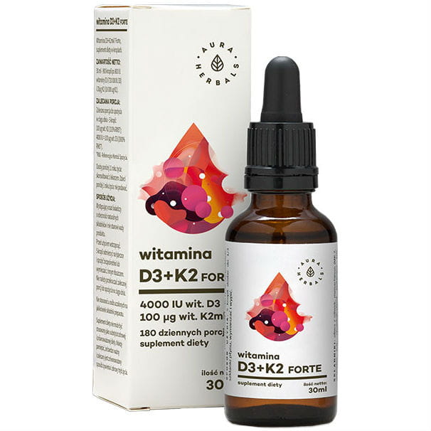 D3 + K2MK7 vitamin folyékony K2 - MK7 FORTE 30 ml 900 csepp AURA HERBALS
