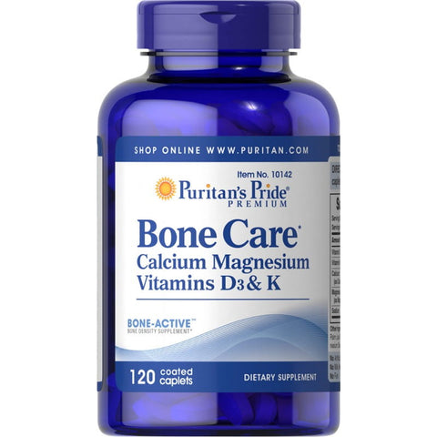 Knochenunterstützung Calcium + Magnesium + D3 & K2 120 PURITAN'S PRIDE Tabletten