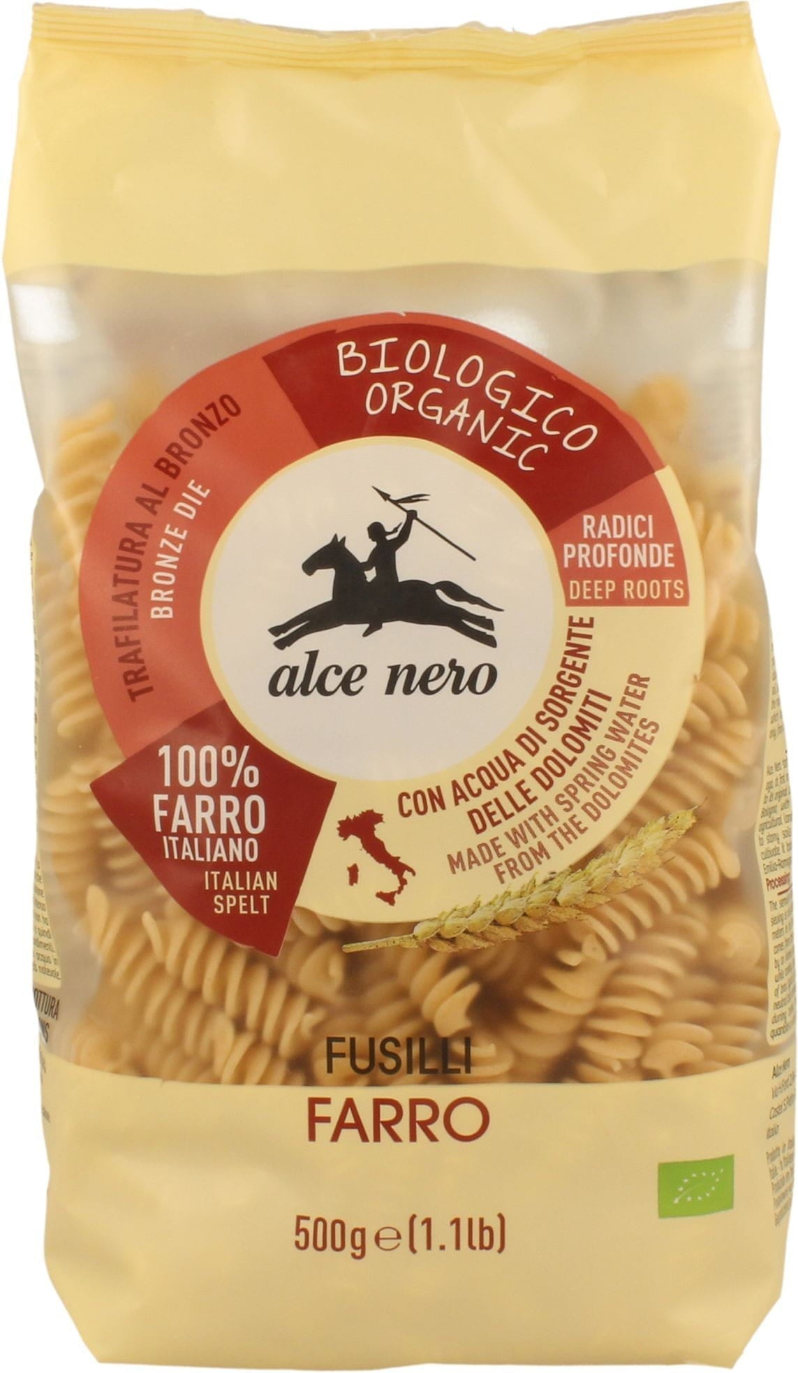 Fusilli (Dinkel) Pasta EKO 500 g - ALCE NERO