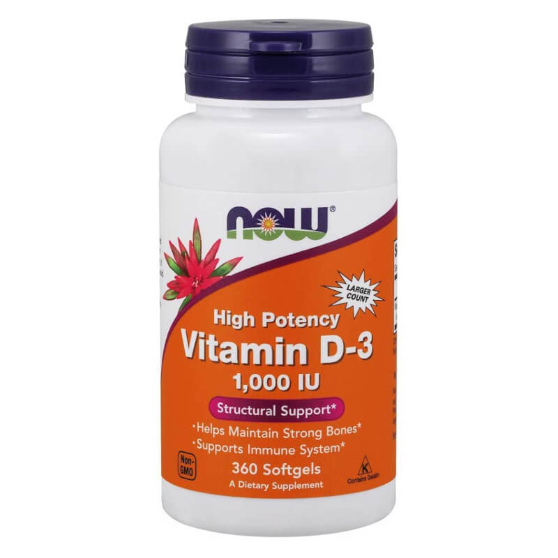 Vitamina D3 1000 UI D - 3 da Lanolina 360 capsule NOW FOODS