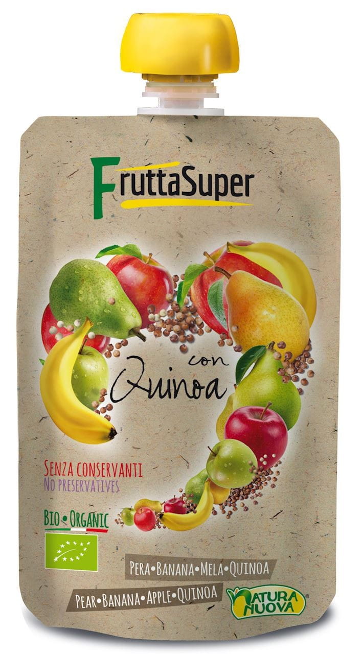 Purê de frutas pera - banana - maçã - quinoa orgânica 120 g - NATURA NUOVA