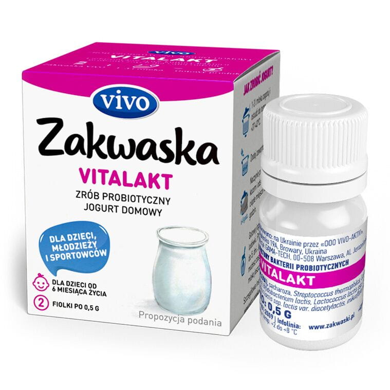 โยเกิร์ตโฮมเมด vitalakt เชื้อจุลินทรีย์มีชีวิต แพ็คโพรไบโอติก 2 x 05g ZAKWASKI VIVO