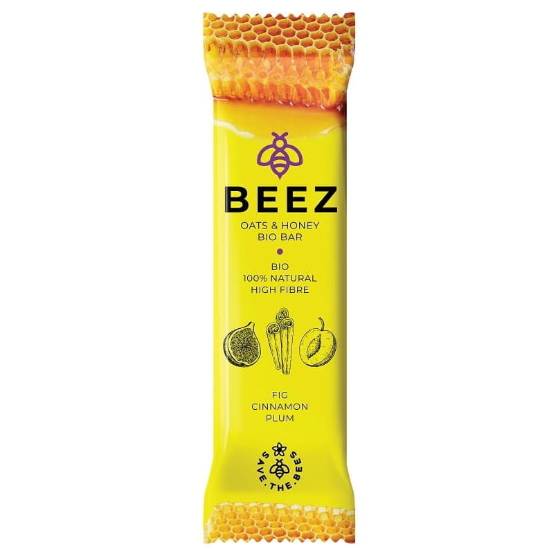 ฮันนี-ข้าวโอ๊ตบาร์พร้อมมะเดื่ออบเชยและพลัม ออร์แกนิก 40 กรัม - BEEZ