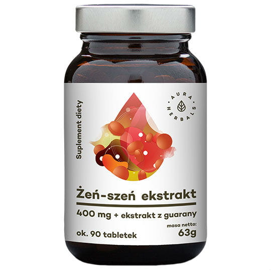 Extrato de Ginseng + Extrato de Guaraná 90 Comprimidos 63 g AURA-KRÄUTER
