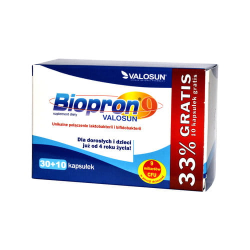Biopron 9 Bakteriestammar Probiotiska 40 Kapslar VIRDE VALOSUN