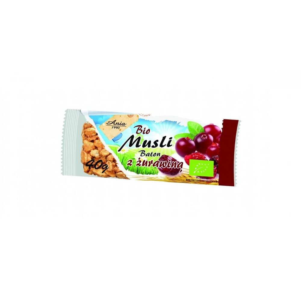 Barrita de muesli de arándano rojo ecológica 40 g - BIO ANIA